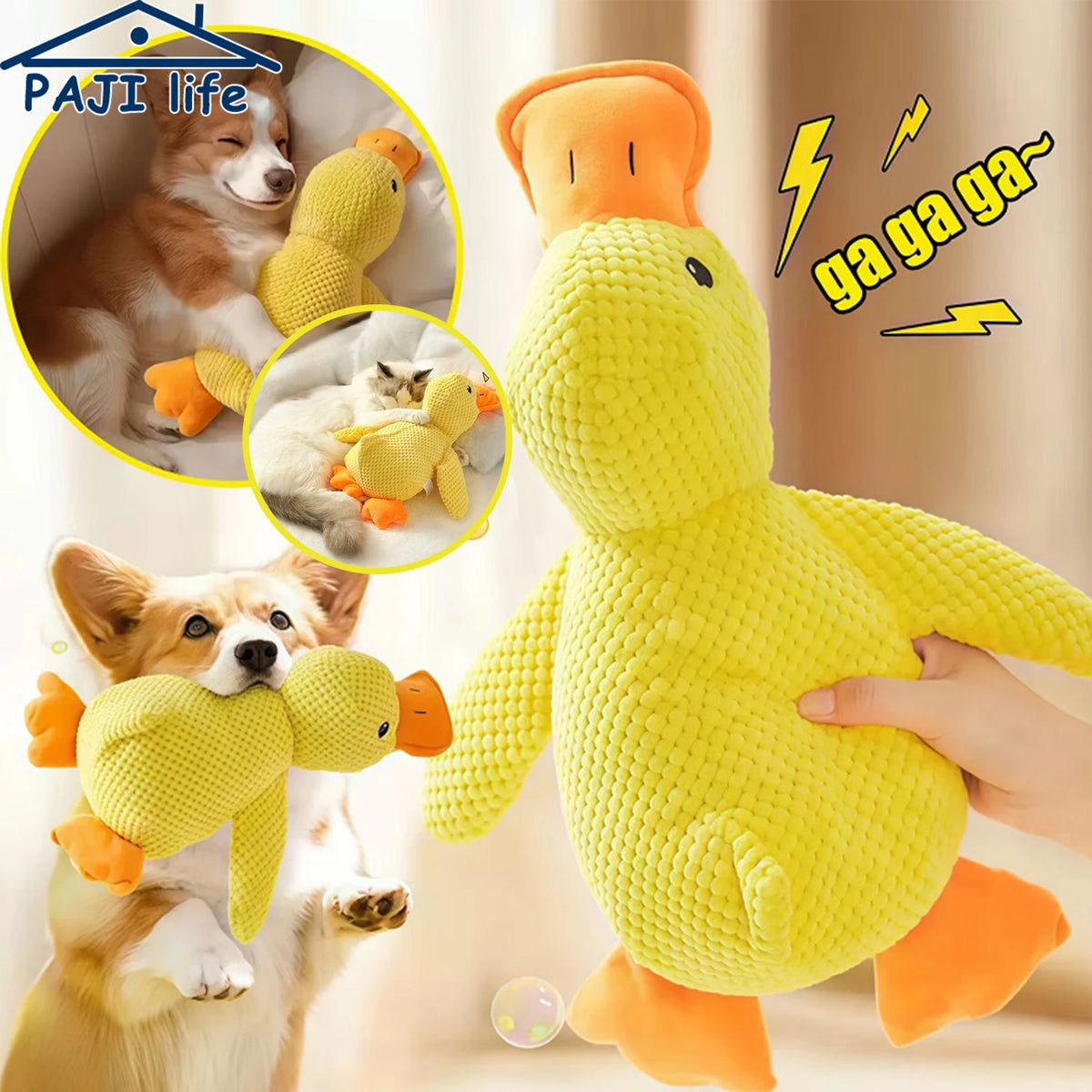 Quacking Plush Duck Dog Toy – Chew-Resistant & Squeaky