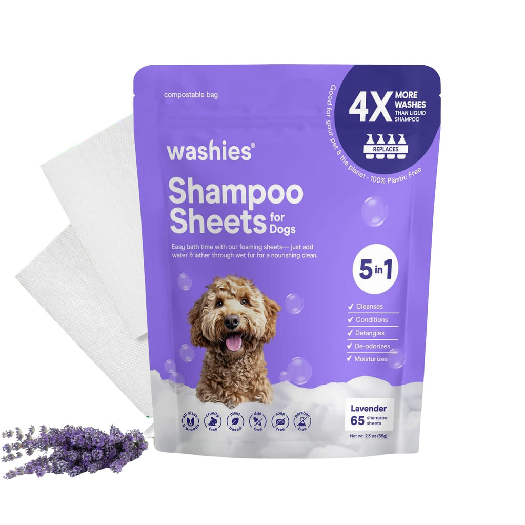Dog Shampoo Sheets – Lavender, Water-Activated, 65ct